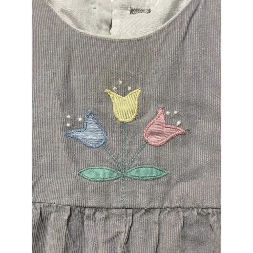 Vintage Corduroy Gray Overalls Jumper Jumpsuit Girls Kids‎ Size 24mth